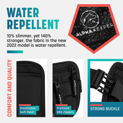 Money Belt for Travel – RFID Slim Passport Holder and Anti-Theft Bag for Men and Women, Hidden Pouch Under Clothes to Protect Information and Money