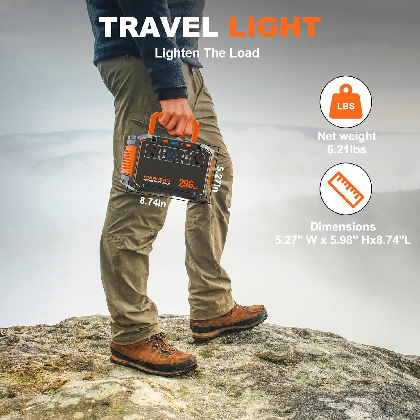 MARBERO 296Wh Solar Generator with Solar Panel Included 300W Portable Power Station with 60W Foldable Panel Set Solar Power Bank with AC Outlets for Camping Home Backup Outdoor Emergency Travel