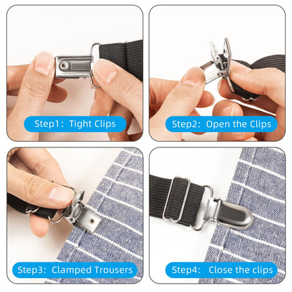 Adjustable Boot Straps Pant Stirrups Clips Boot Clips for Women and Men Motorcycle Biker Smooth Jeans Trousers Bed Sheets, Mattress Covers,Curtain and Seats Cushion