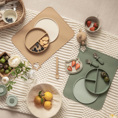 Moonkie Silicone Placemats for Baby & Kid, Stain-Proof Non-Slip Toddler Food Mats Eating Table Mat with 2 Packs