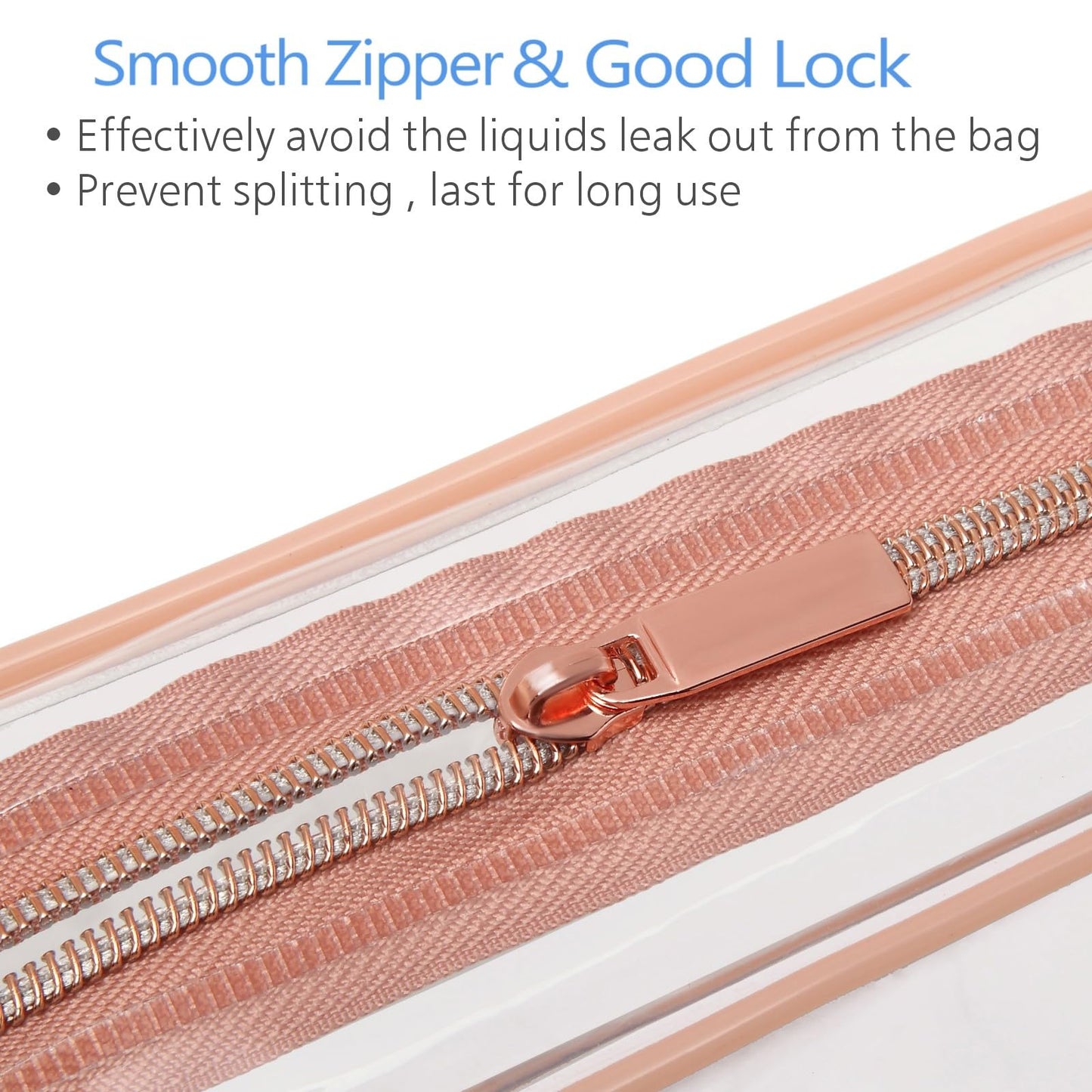 PACKISM TSA Approved Toiletry Bag - Clear Makeup Bags in 2 Size, Durable with Supporting Frame, Perfect for Travel Essentials, Carry-on Airport Airline Compliant Bag, Rose Pink