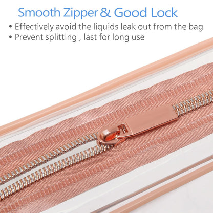 PACKISM TSA Approved Toiletry Bag - Clear Makeup Bags in 2 Size, Durable with Supporting Frame, Perfect for Travel Essentials, Carry-on Airport Airline Compliant Bag, Rose Pink