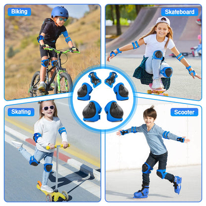 Kids Protective Gear Set Wemfg Knee Pads for Kids 3-8 Years Toddler Knee and Elbow Pads with Wrist Guards 3 in 1 for Skating Cycling Bike Rollerblading Scooter(Blue)