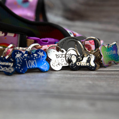 Personalized Dog Tag with 5 Lines of Custom Deep Engraved Durable Stainless Steel Pet ID Name Tag Designer Regular Size Bone