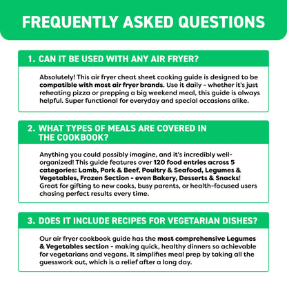 Air Fryer Cheat Sheet Magnets Cooking Guide Booklet - Air Fryer Cookbooks - Air Fryer Liners - Air Fryers Kitchen Gifts Gadgets 2025 - Air Fryer Accessories - Air Fryer Cooking Guide