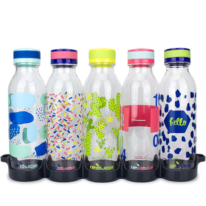 Reduce WaterWeek Reusable Water Bottle Set, 20oz – Plastic Reusable Water Bottle Set of 5, Plus Fridge Tray – BPA-Free, Leak Proof Twist Off Cap – Bliss