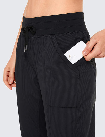 CRZ YOGA Womens Casual 7/8 Pants 27" - Lightweight Workout Outdoor Athletic Track Travel Lounge Joggers Pockets Black X-Large