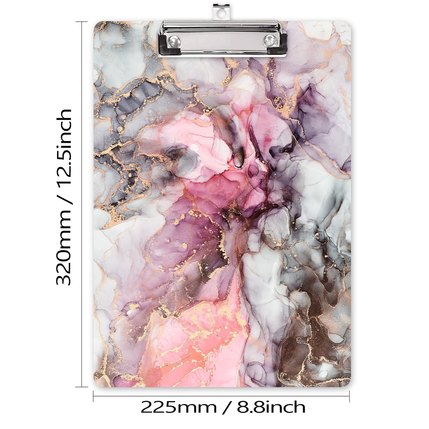 Hongri Wooden Clipboard, Fashion Design Clip Board for Classroom Students,Teacher, Women, Kids, Cute Custom Pattern, Standard Letter Size 9 x 12.5 in with Low Profile Metal Clip, Black Red Marble