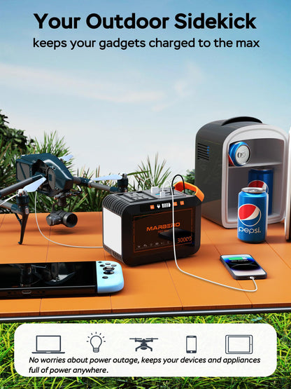 MARBERO 111Wh Solar Generator with Solar Panel Included Portable Power Station 120W with Foldable Panel 30W Set for Camping Outdoor Hiking Fishing Emergency