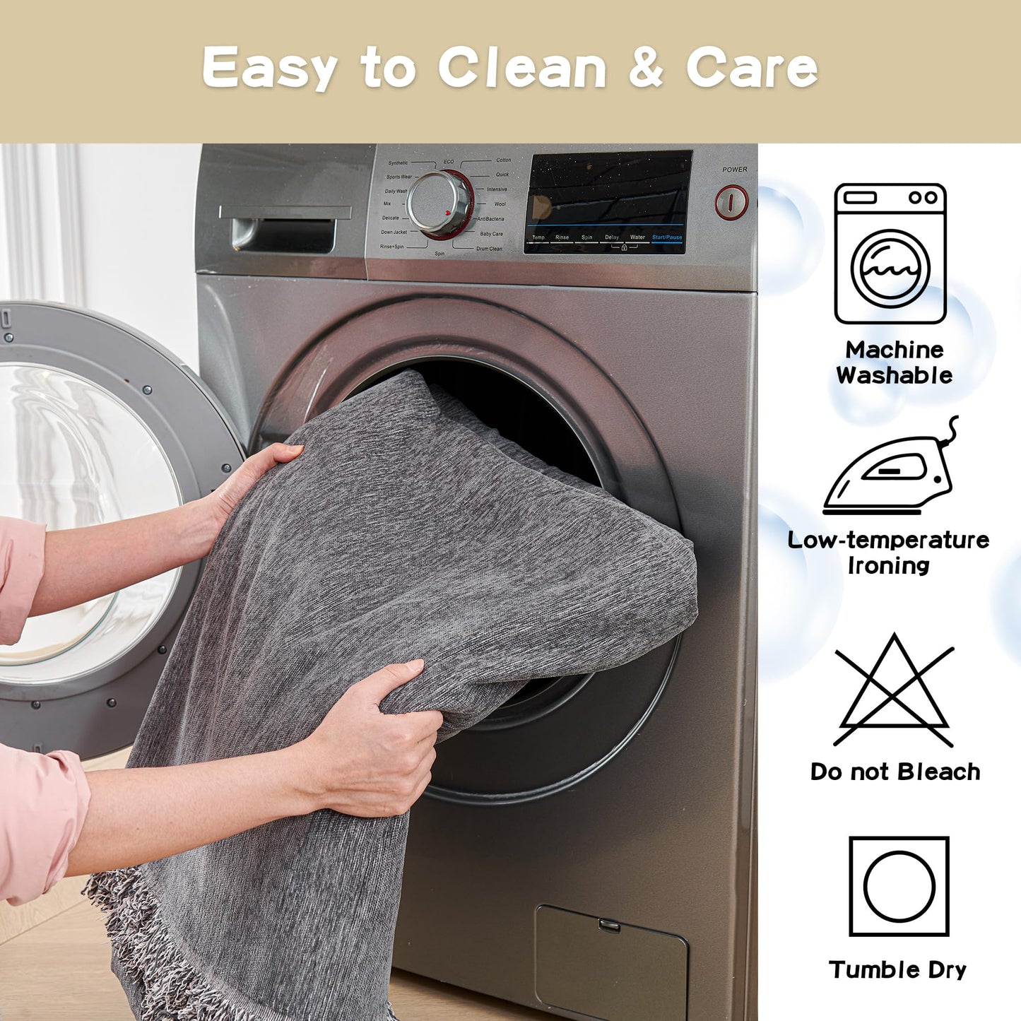 MYSKY HOME Couch Cover for Dogs, Washable Couch Covers, Non Slip Couch Sofa Cover, Couch Cover 2 Cushion Sofa Dogs Furniture Protector with Tassels Chenille Sofa Covers for Pets, 71"x118", Dark Grey