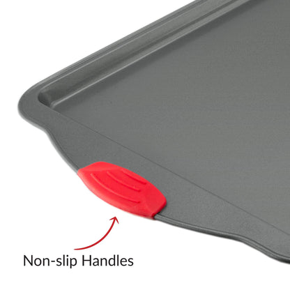 Premium Nonstick Baking Sheet Pans – Set of 3, Heavy-Gauge Carbon Steel, Warp, Dent, and Rust-Resistant – Gourmet Rimmed Half Cookie Sheet Trays, Non-Toxic for Exceptional Baking Performance