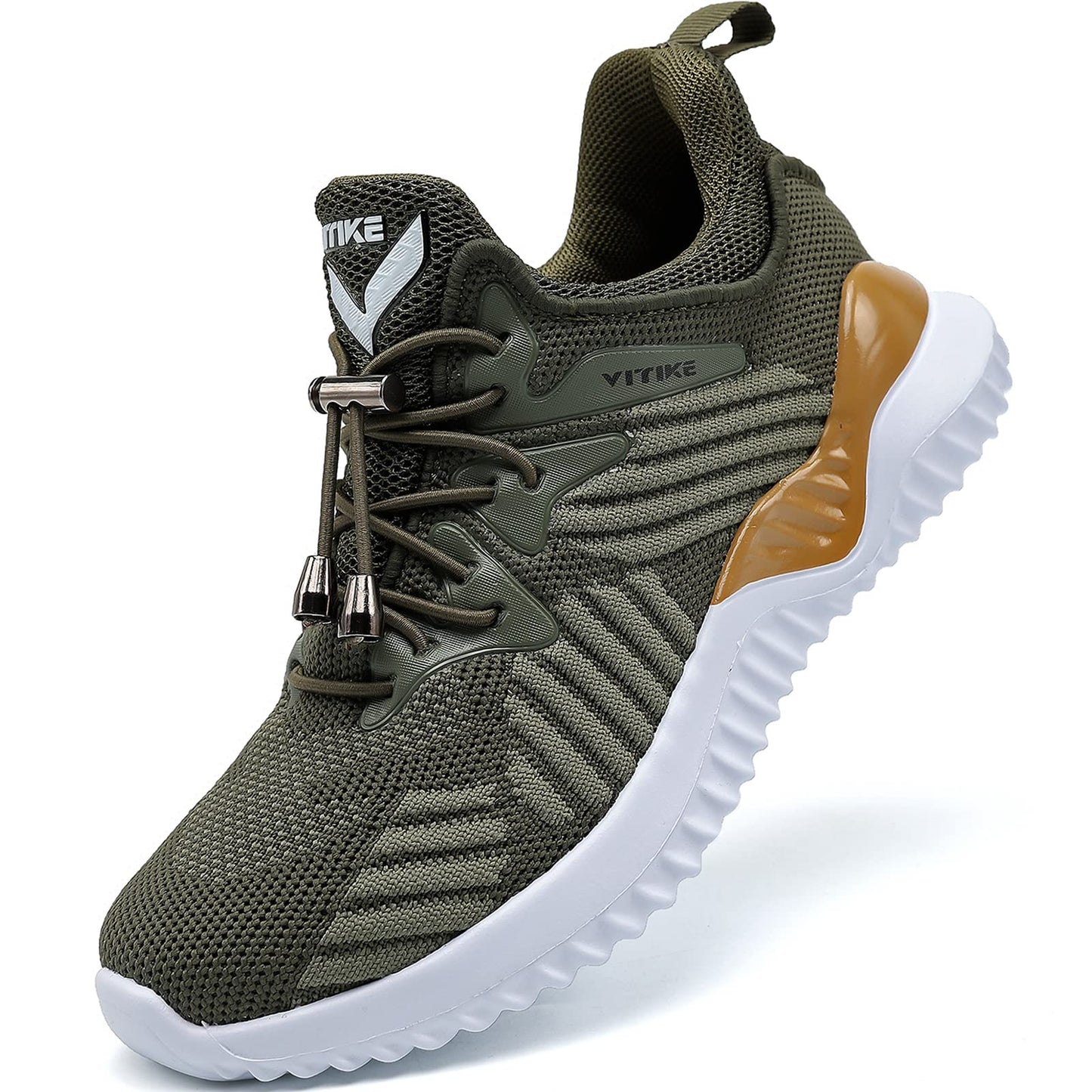 JMFCHI Boys Girls Kids' Sneakers Knitted Mesh Sports Shoes Breathable Lightweight Running Shoes for Kids Fashion Athletic Casual Shoes Olive Green