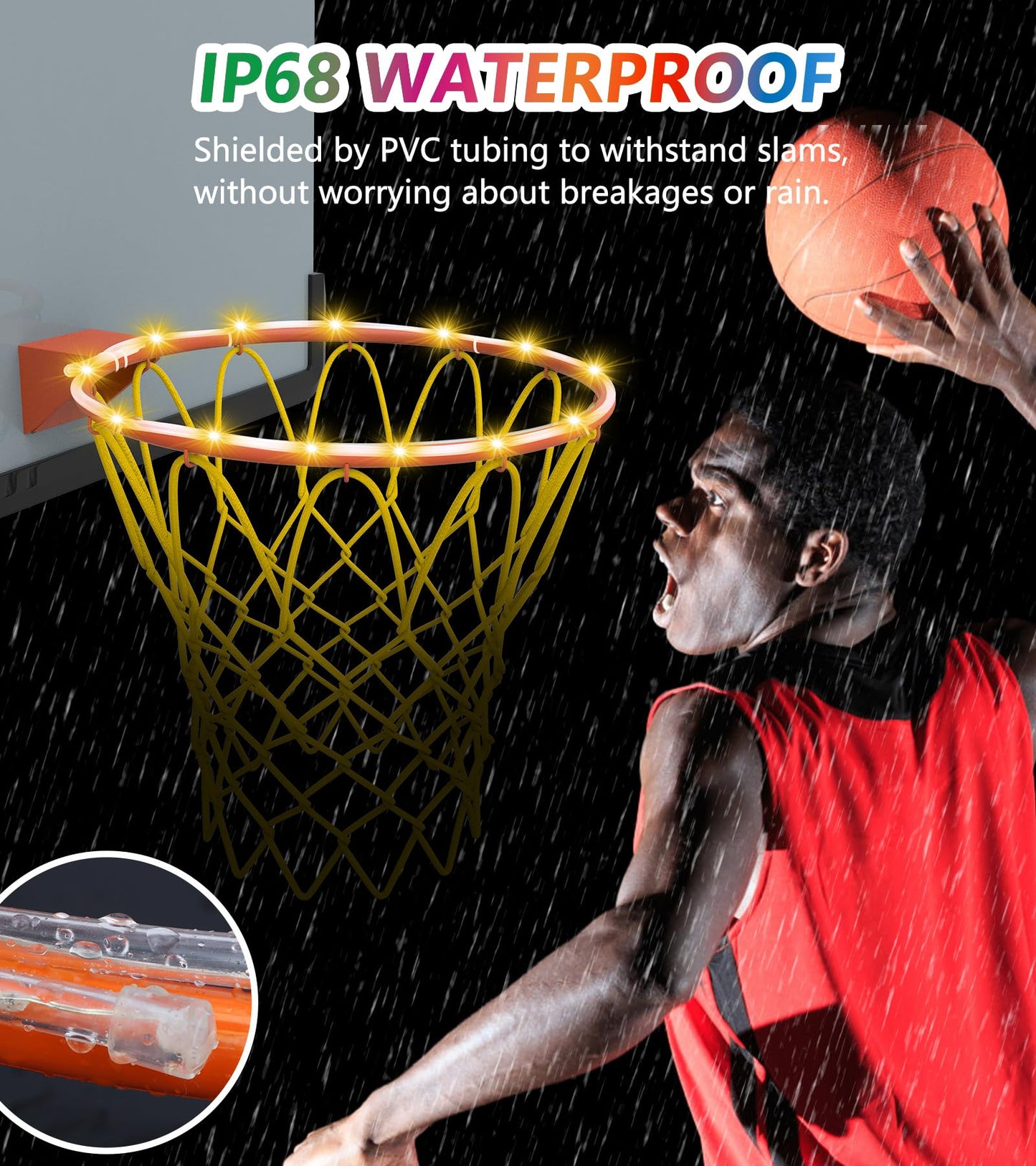LED Basketball Hoop Light, Waterproof Super Bright Basketball Rim Lights,Remote Control 16 Colors and 7 Lighting Flicker Change, for Night Outdoor Basketball Games and Christmas Giftss