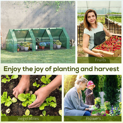 Outsunny 9' x 3' x 3' Mini Greenhouse with Zippered Doors & Roll-up Windows, Portable Plant Hot House with Durable PE Cover, Water Resistant, UV Protected for Outdoor Flowers, Vegetables, Green