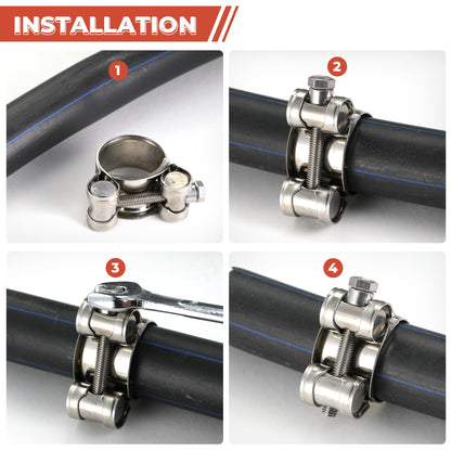 AKIHISA T-Bolt Hose Clamps,304 Stainless Steel Heavy Duty Adjustable Tube Clamps (17-19mm 4pack)