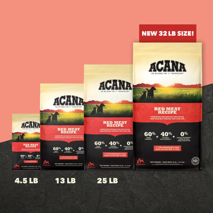 ACANA Grain Free Dry Dog Food Red Meat Recipe 25lb Bag