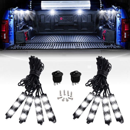 Nilight - TR-08 8PCS 24LED Rock Light for Cargo Truck Pickup Bed Off Road Under Car Side Marker LED Rock Lighting Kit w/Switch White, 2 Years Warranty