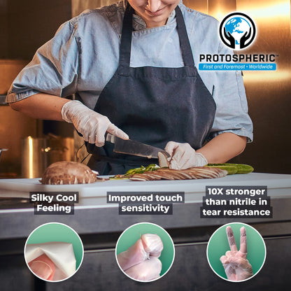Protospheric Disposable Gloves for Food Prep - Super Poly Kitchen Grade Food Safe Gloves - Perfect for Cooking and Serving