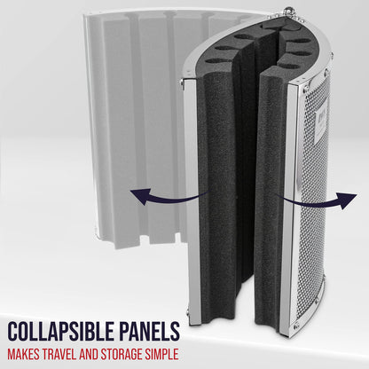 LyxPro VRI-30 Sound Absorbing and Vocal Booth Recording Microphone Isolation Shield Panel for Home Office and Studio Portable & Foldable Stand Mount Adjustable