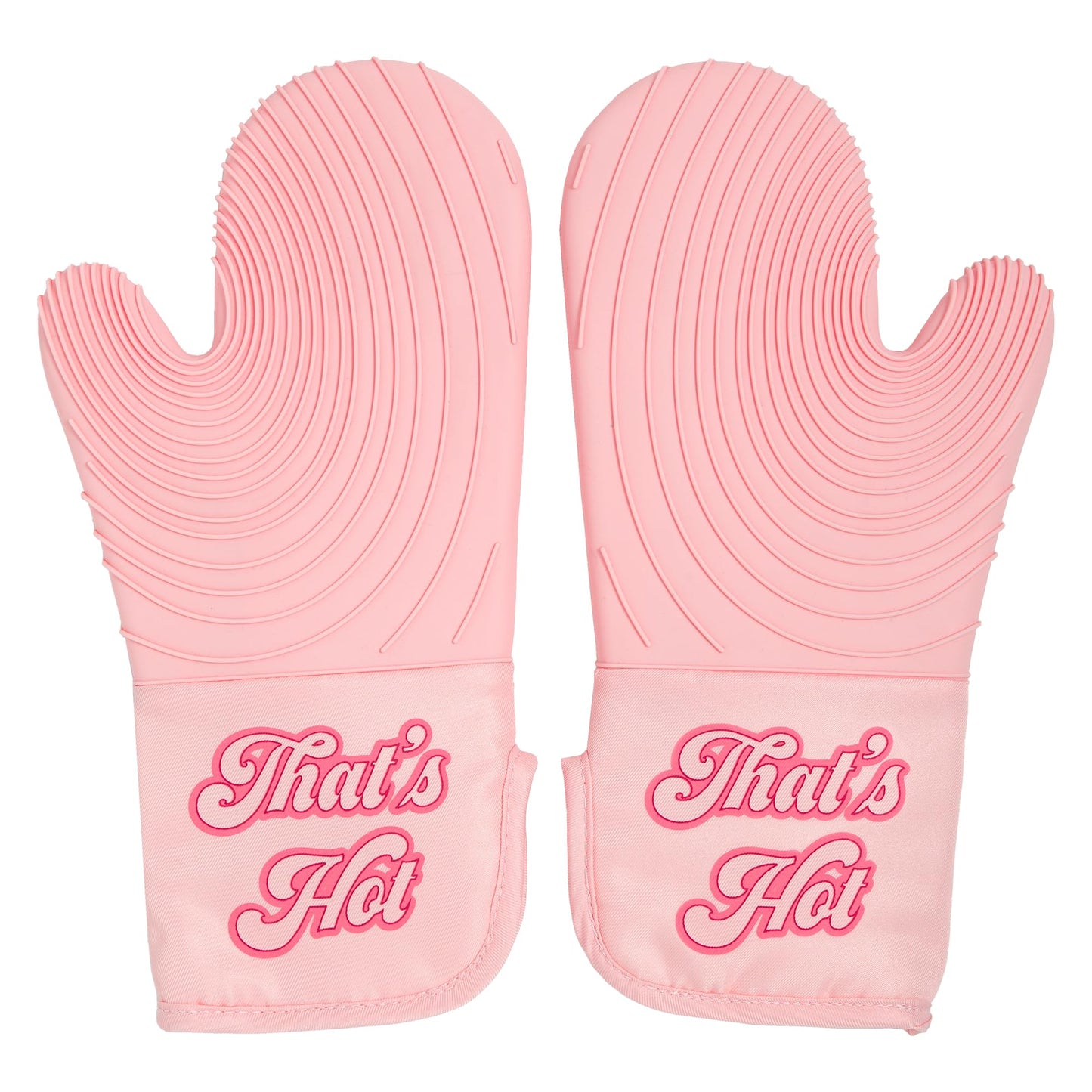 Paris Hilton Oven Mitt Set with Iconic That's HOT Design, Heat Resistant Pot Holders Featuring Non-Slip Textured Silicone Grips, 2-Piece Set, Pink