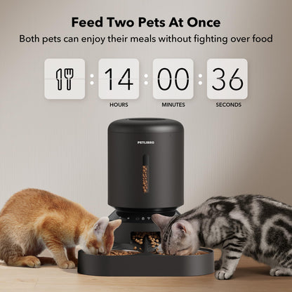 PETLIBRO Automatic Cat Feeder for 2 Cats, 5G&2.4G WiFi Pet Feeders, 5L Programmable Cat Food Dispenser with Airtight Lock-Fresh Technology, Dual Stainless Steel Bowls, Low Food Sensor