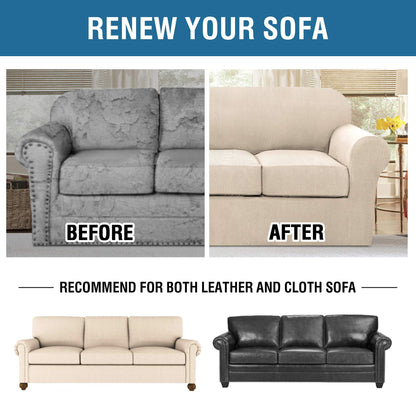 H.VERSAILTEX 4 Piece Stretch Couch Covers for 3 Cushion Couch Sofa Furniture Slipcovers Feature Upgraded Thicker Jacquard Fabric (Sofa, Natural)