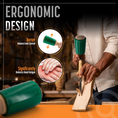 Precision Wood Carving Mallet 15oz for Woodworking, Comfortable Wooden Handle Reduces Hand Fatigue, Non-Marring Urethane Head Protects Tools, Chisel Hammer from Schaaf Tools