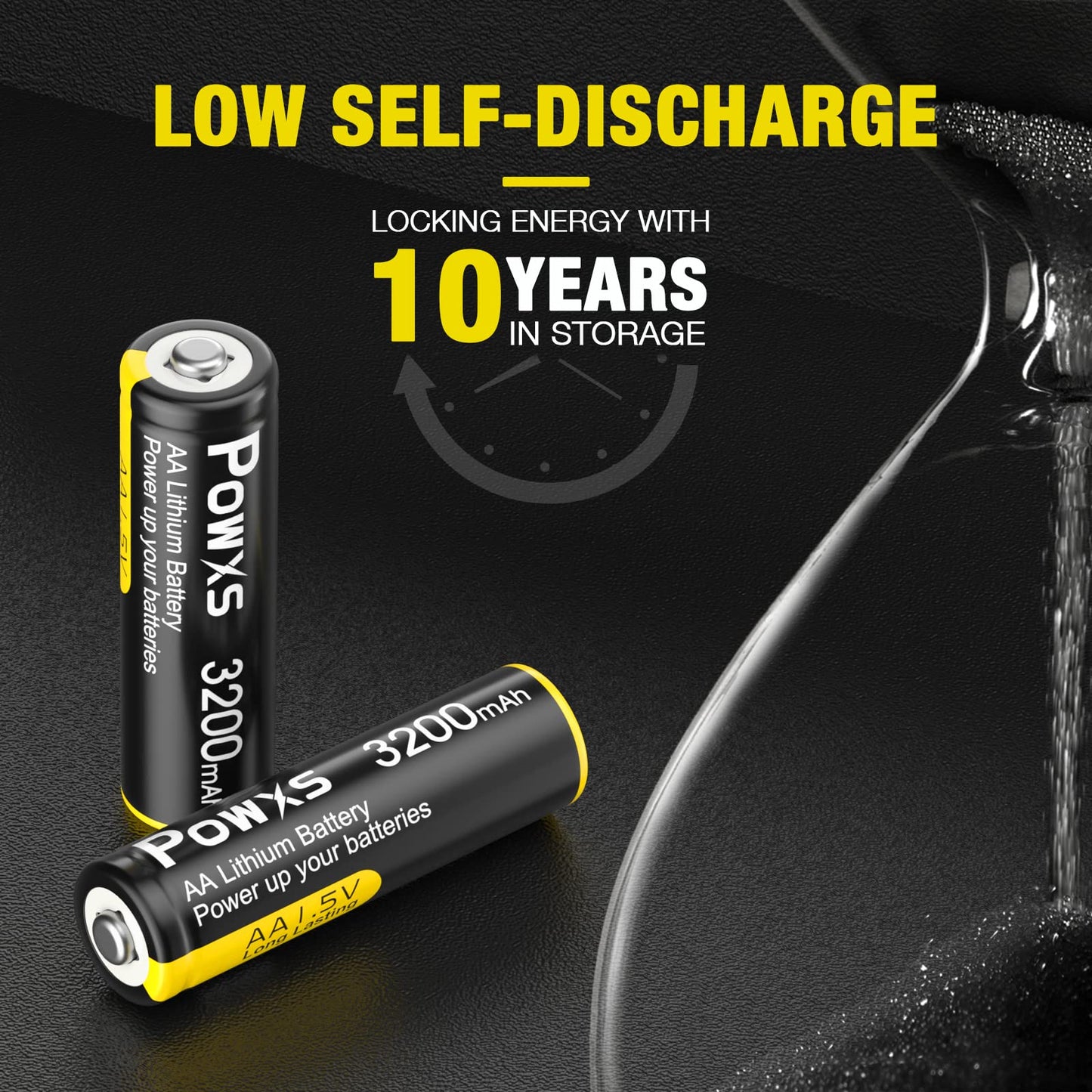 POWXS AA Lithium Batteries, 8Pack 1.5V Lithium Iron Double A Batteries 3200mAh Super Capacity for Blink Camera, Video Doorbell, Flashlight, Toys, Remote Control 【Non-Rechargeable】