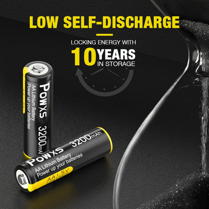 POWXS AA Lithium Batteries, 8Pack 1.5V Lithium Iron Double A Batteries 3200mAh Super Capacity for Blink Camera, Video Doorbell, Flashlight, Toys, Remote Control 【Non-Rechargeable】