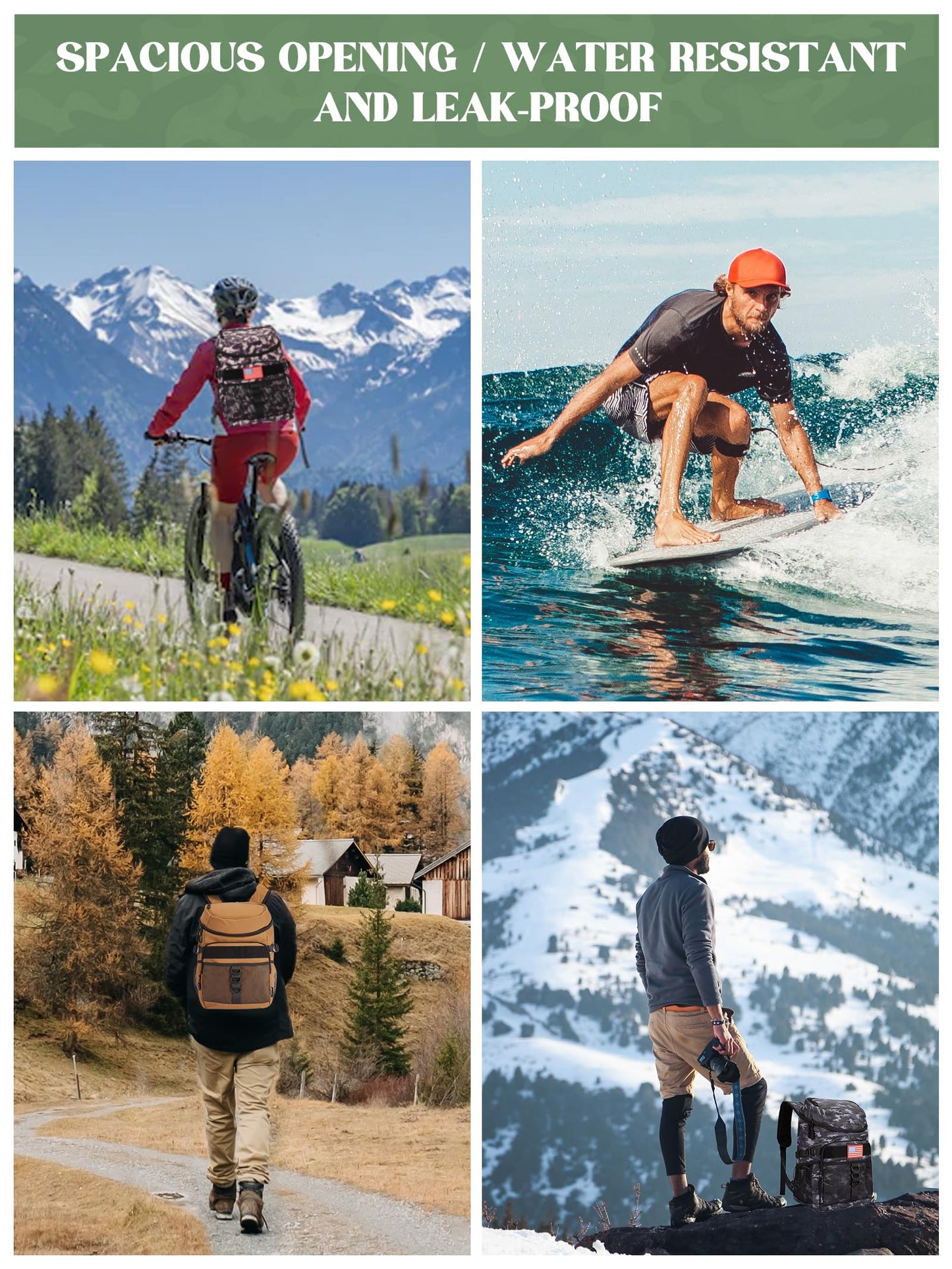 JOYHILL Backpack Cooler, Cooler Backpack Tactical Insulated 36 Cans, 2 Insulated Compartments Thermal Bag for Men Women, Lunch Bag for Camping Hiking Picnic Beach, Black