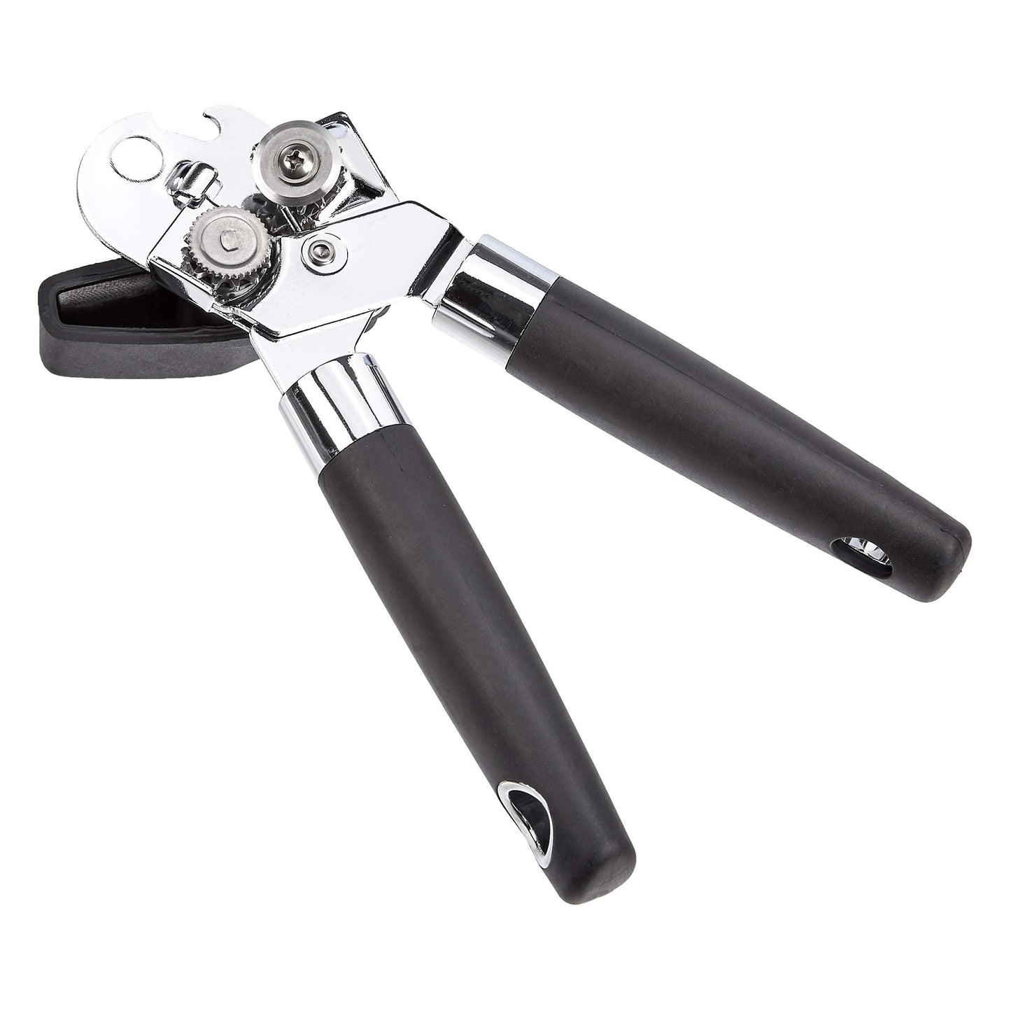 Amazon Basics Multi-function Manual Can Opener and Bottle Opener, 22 cm, Black Soft Grip Dual Handle