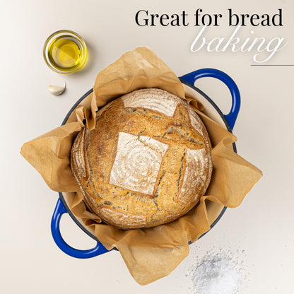 Nuovva Enamelled Cast Iron Dutch Oven Pot with Lid – 6.4 Quart Non Stick Casserole Pot – Heavy Duty & Oven Safe up to 500° F for Bread Baking, Braising, Stews, Roasting – 28cm Dark Blue