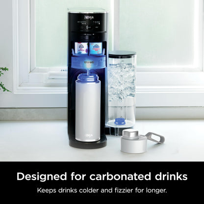 Ninja Thirsti 18oz Travel Water Bottle, For Carbonated Sparkling Drinks, Colder and Fizzier Longer, Leak Proof, 24 Hrs Cold, Dishwasher Safe, Stainless Steel Insulated Tumbler, Cloud White, DW1801WH