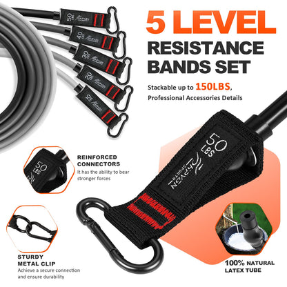 HPYGN Resistance Band, Exercise Bands with Handles, Workout Bands, Fitness Bands with Door Anchor and Ankle Straps, for Heavy Resistance Training, Physical Therapy, Shape Body, Yoga, Home Workouts Set