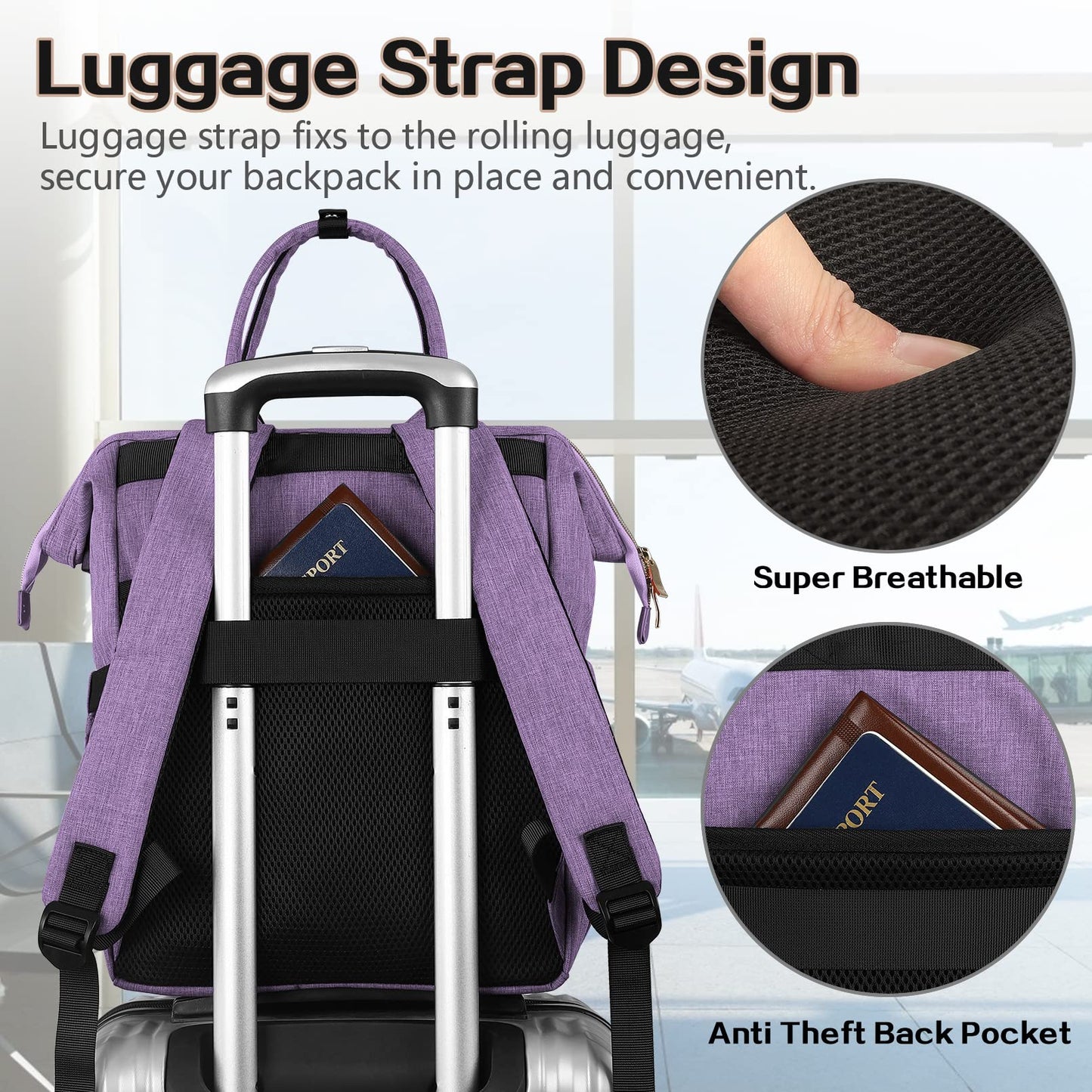 JCDOBEST Lunch Bag Backpack, Insulated Cooler Backpack Lunch Box Laptop Backpack with USB Port for Women Men