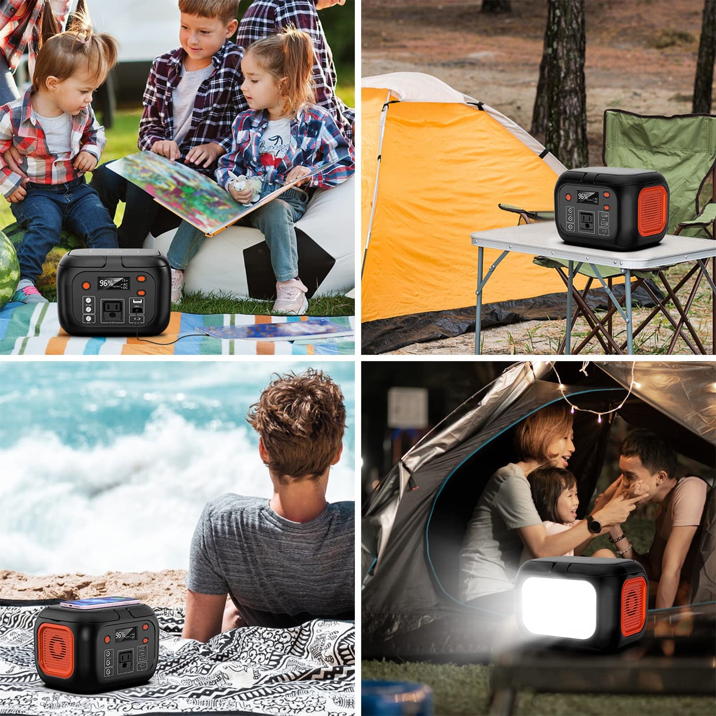 Portable Solar Generator, 150W Portable Power Station with Foldable 30W Solar Panel, 110V Pure Sine Wave 97Wh Lithium Battery Pack with Multi-Port LED Flashlights for Home Camping Hurricane Emergency