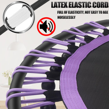 Newan 40" Silent Mini Trampoline Fitness Trampoline Bungee Rebounder Jumping Cardio Trainer Workout for Adults-Max Limit 330lbs