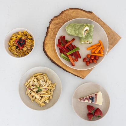 Grow Forward 16-piece Premium Wheat Straw Dinnerware Sets for 4 - Unbreakable Dishwasher & Microwave Safe Plastic Plates and Bowls Sets - Patio, Outdoors, RV, Camping Dishes - Sahara