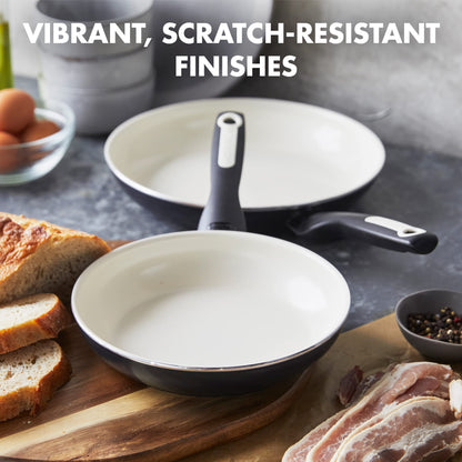 GreenPan Rio 8" and 10" Frying Pan Skillet Set, PFAS-Free, Healthy Ceramic Nonstick Cookware, Stay-Cool Bakelite Handles, Dishwasher Safe, Easy Clean, Durable Performance, Black