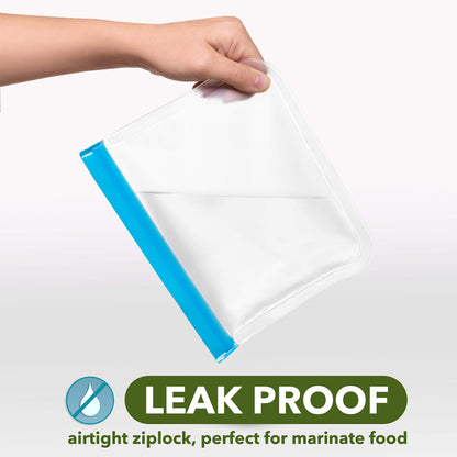 GREENZLA Eco-Friendly Reusable Freezer Bags, 24-Pack Extra Thick and Leakproof Resealable Gallon Bags for Safe Food Storage, Marinating, Snacks, and Meal Prep, Reusable, Non-Toxic, and Freezer Safety