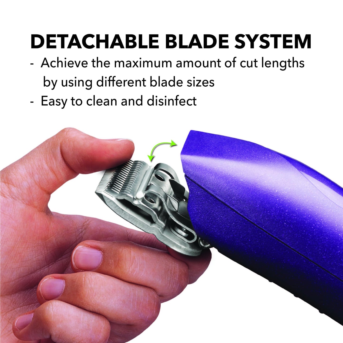 Andis 24820 EasyClip Professional-Animal 7-Piece Detachable Ceramic Blade Clipper Kit, Frustration Free Packaging, Corded Electric, Purple