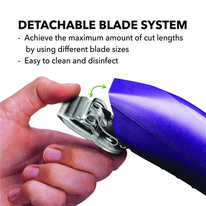 Andis 24820 EasyClip Professional-Animal 7-Piece Detachable Ceramic Blade Clipper Kit, Frustration Free Packaging, Corded Electric, Purple