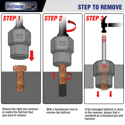 PLATINUMEDGE 13 Pieces Impact Bolt & Nut Remover Set, Stripped Bolt Extractor Set, Cr-Mo Extraction Tool Set with Solid Storage Case, Easy Out Rusted Rounded Damaged Nuts and Bolts