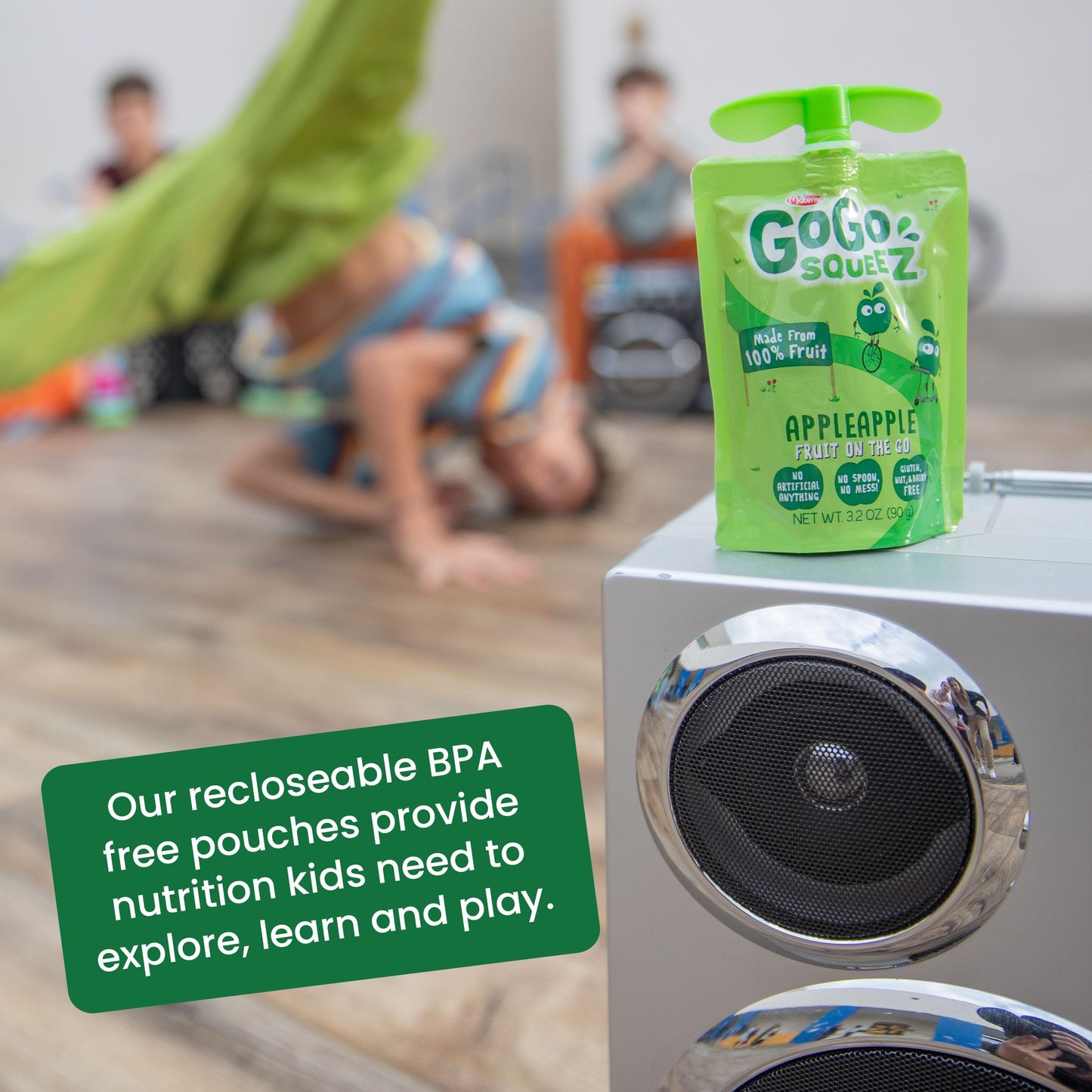 GoGo squeeZ Applesauce and Fruit Puree Variety Pack, Apple, Peach & Gimme Five!, 3.2 oz (Pack of 20), Unsweetened Fruit Snacks for Kids, Gluten Free, Nut Free and Dairy Free, BPA Free Pouches