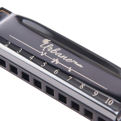 Harmonica 10 Holes 20 Tunes Mouth Organ Blues Deluxe Harmonica, Key of C for Beginner, Adults, Kids Gift, Black