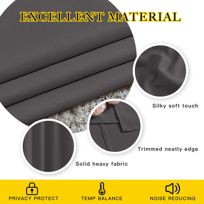 NICETOWN Gray Blackout Curtains for Bedroom 84 inches Long - Thermal Drapes Grommet Room Darkening Light Blocking Curtains Window Treatments for Living Room (2 Panels, W52 x L84, Grey)