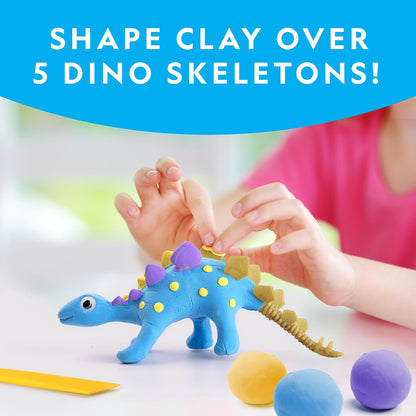 NATIONAL GEOGRAPHIC Clay Dinosaur Arts & Crafts Kit - Dinosaur Air Dry Clay for Kids with 5 Clay Colors, 5 Dino Skeletons & Googly Eyes, Dinosaur Activity for Girls and Boys Ages 4 5 6 7 8 9 & 10