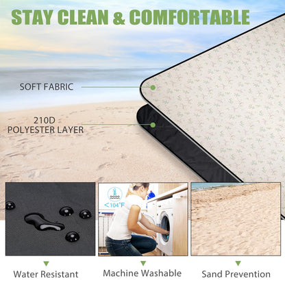 Picnic Outdoor Blankets Waterproof Extra Large - Beach Mat Sand Free Foldable with Carry Strap | Portable Camping Blanket | Park Blanket for Grass Park, Hiking, Travel, Concerts, Indoor(Multi Flower)