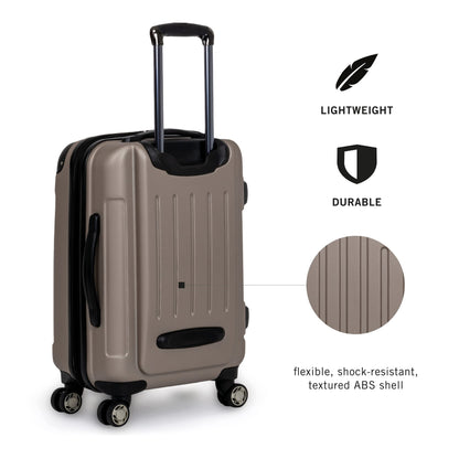 Kenneth Cole REACTION Renegade Luggage Expandable 8-Wheel Spinner Lightweight Hardside Suitcase, Champagne, 3-Piece Set (20"/24"/28")