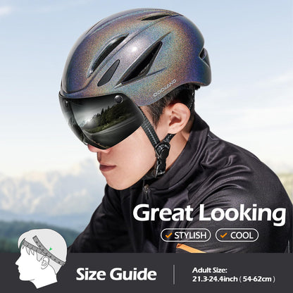 Odoland Adults Bike Helmet with Removable Magnetic Sun Visor, Adjustable Dial Fit Bicycle Cycling Helmet for Mountain Road Bike, Certified Lightweight MTB Ebike Helmet for Men Women, Giltter Galaxy